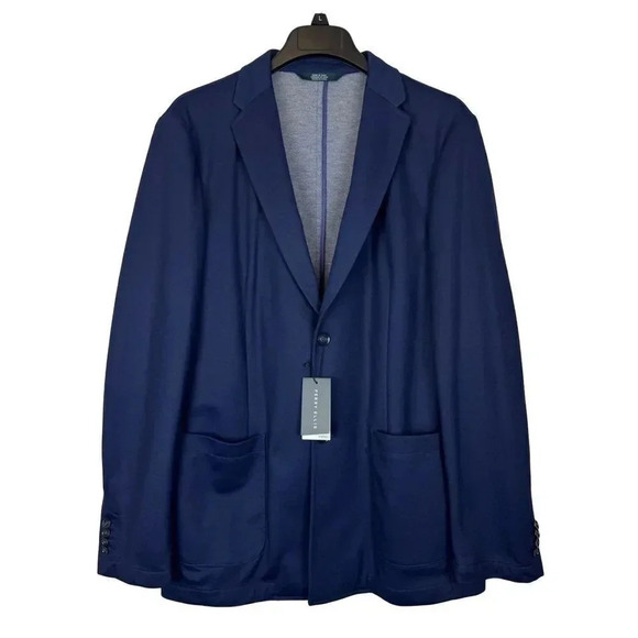 Perry Ellis Sport Jacket Blazer L Blue Notch Lapel Pocket Single Breasted Cotton - Picture 1 of 9